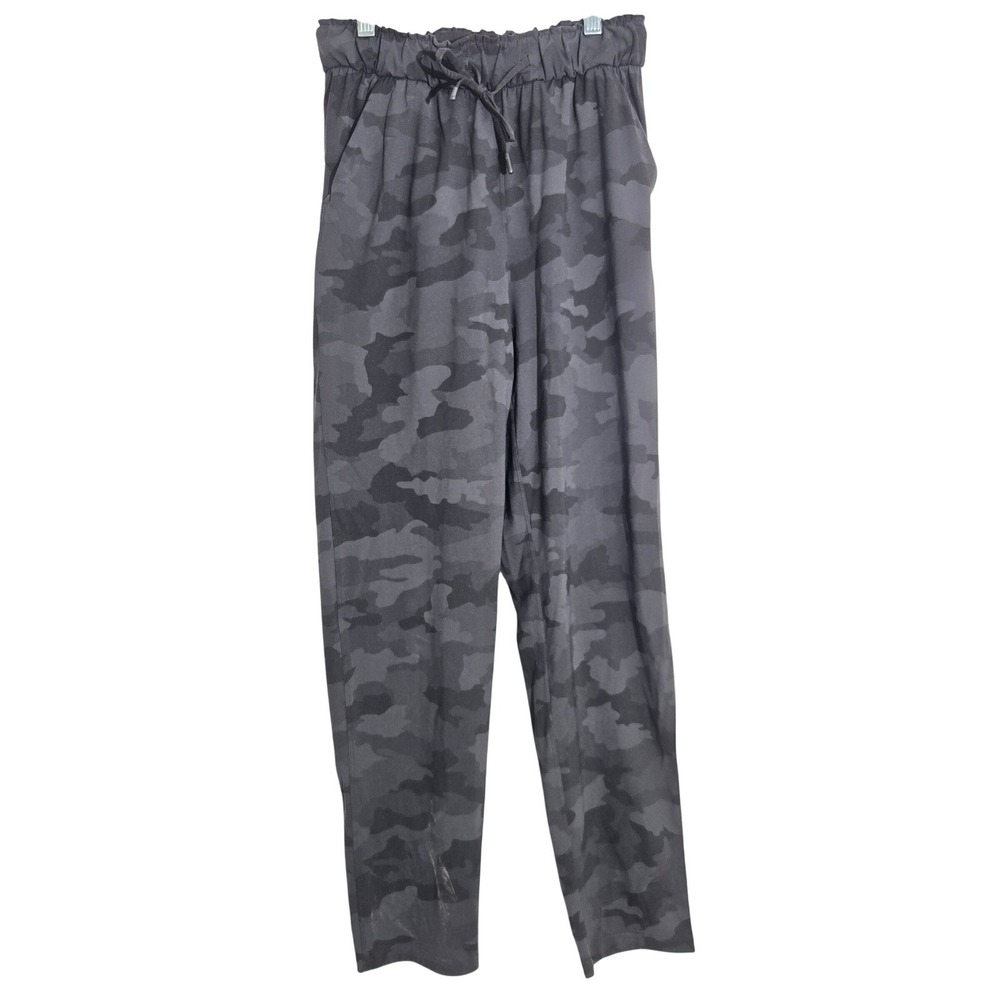 Lululemon Sz 4‎ Keep Moving 7/8 High Rise Camo Jogger Stretchy Pants Black Grey